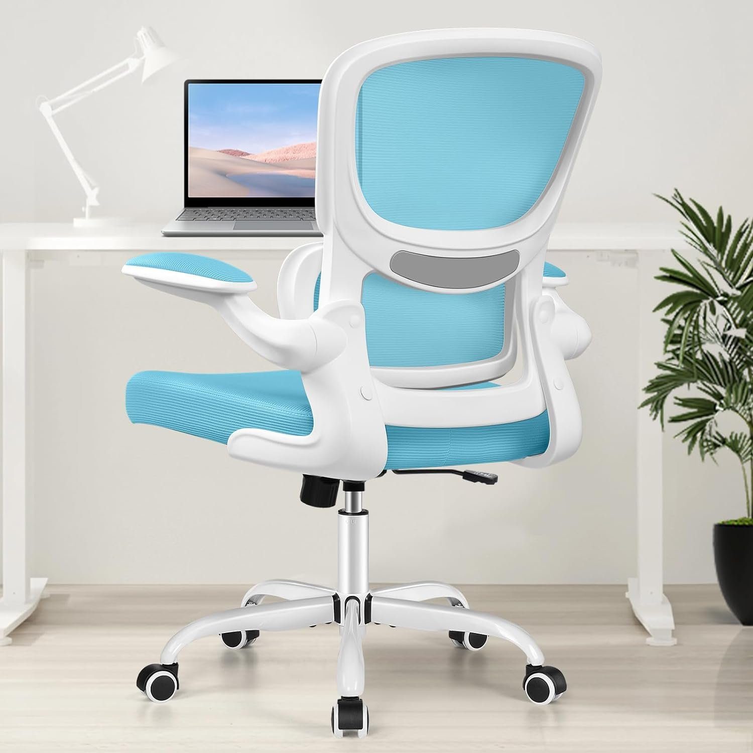 Razzor Bürostuhl (Armlehnen, Wippfunktion, Höhenverstellbarer Drehstuhl mit Atmungsaktivem Netz), Ergonomischer Schreibtisch,Lendenwirbelstütze Atmungsaktiv bis 136KG
