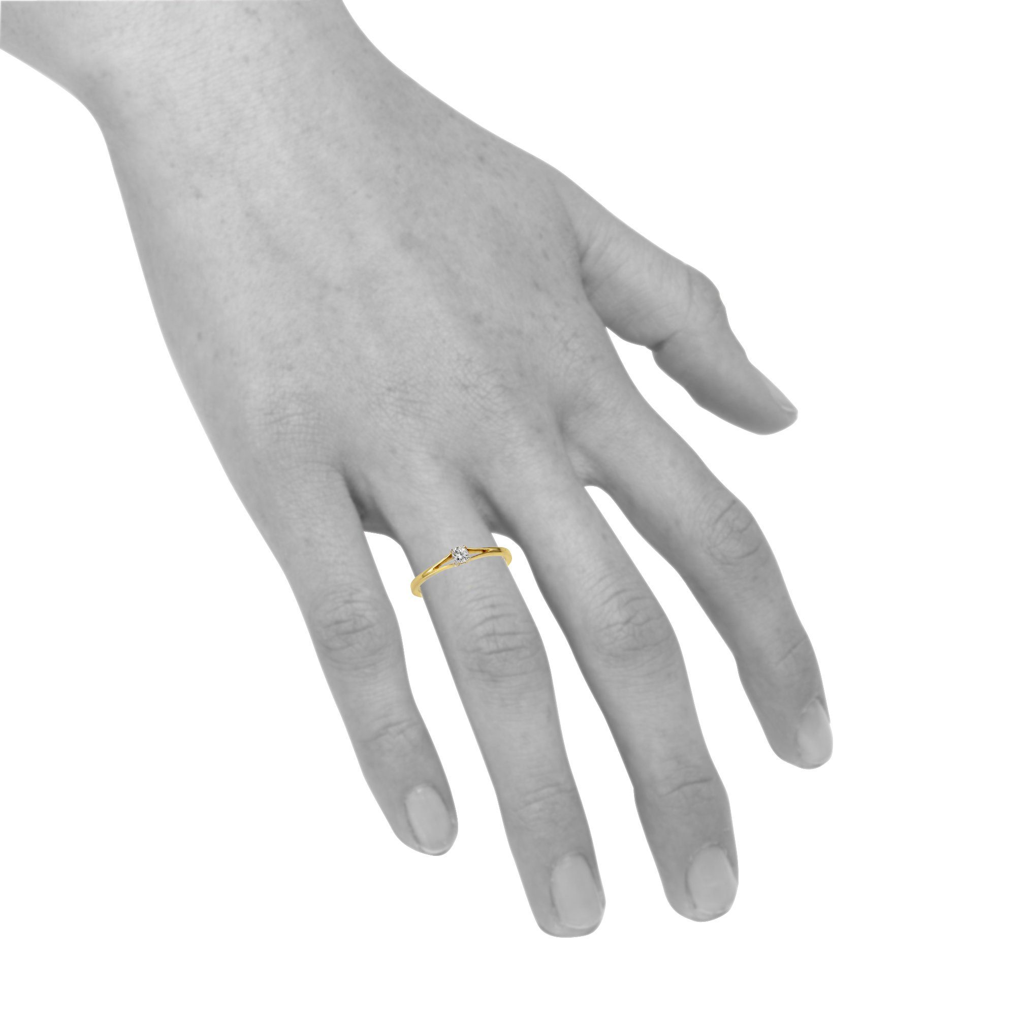 K. 585 zweifarbig Diamonds by Fingerring Brillant Ellen 0,10ct. Gold