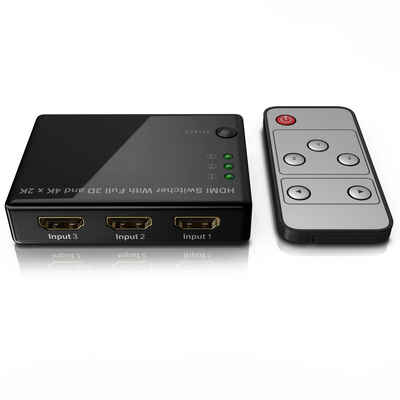 Primewire Audio / Video Matrix-Switch, 3-Port UHD HDMI Switch / Verteiler inkl. Fernbedienung, 4K, 3D, CEC