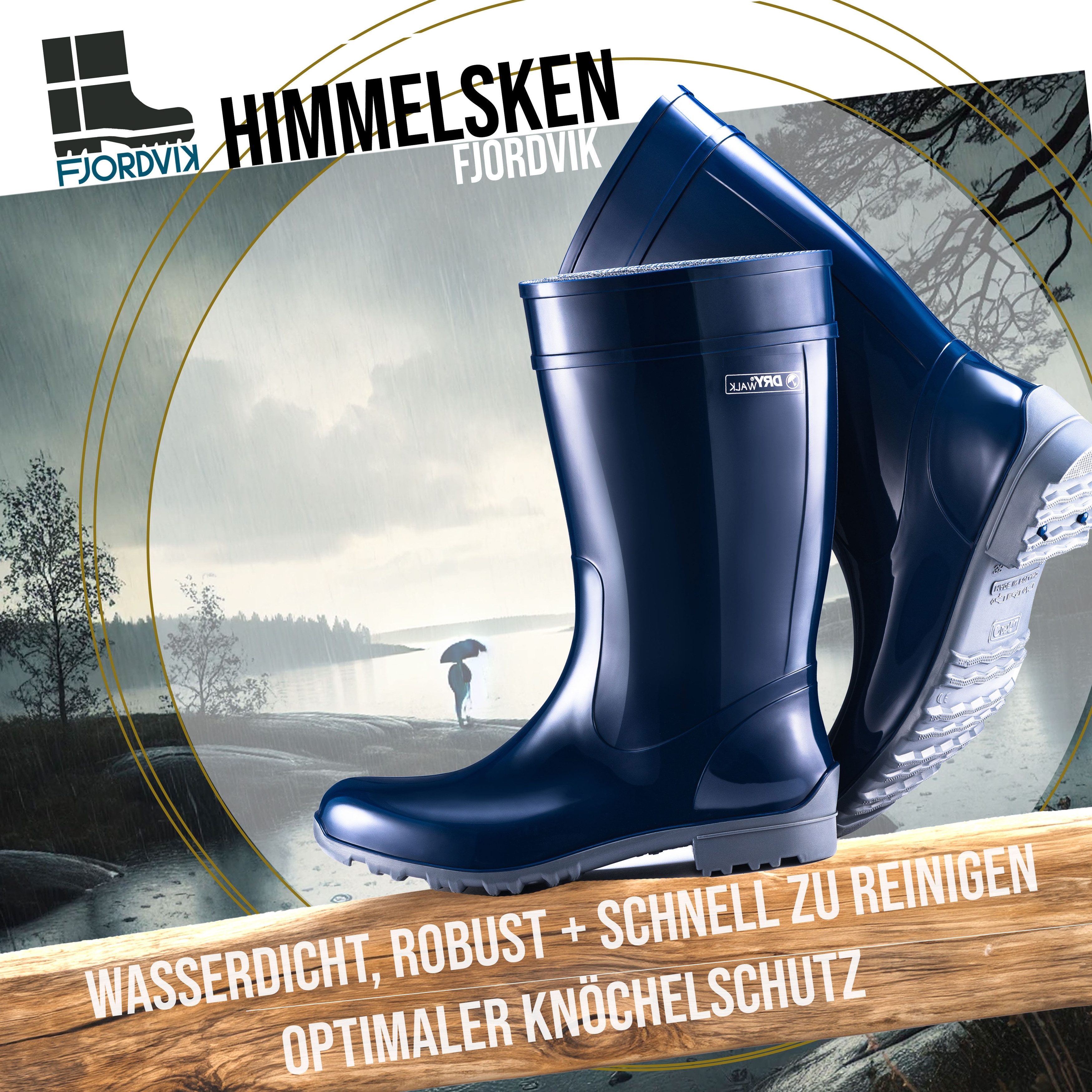 Fjordvik Himmelsken Regenboots Hochglanz-Optik 40 Blau Gummistiefel Perfekt für die Stadt Spaziergänge Gassigehen – Bild 5 von 5