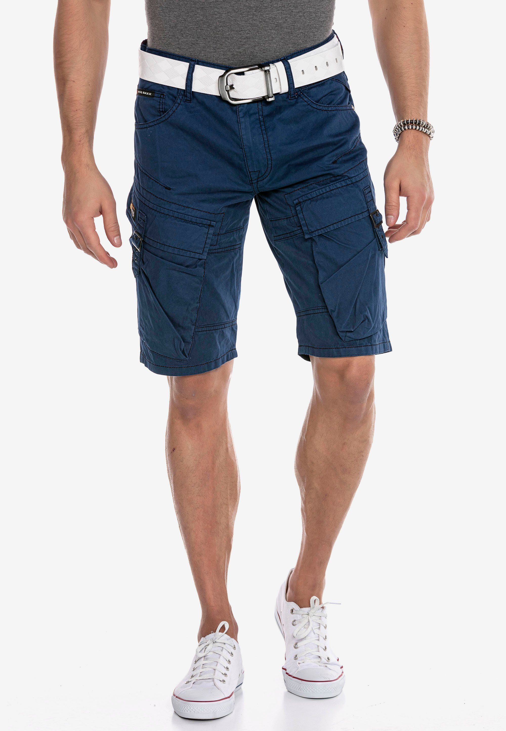 Cipo & Baxx Shorts mit coolen Cargotaschen blau