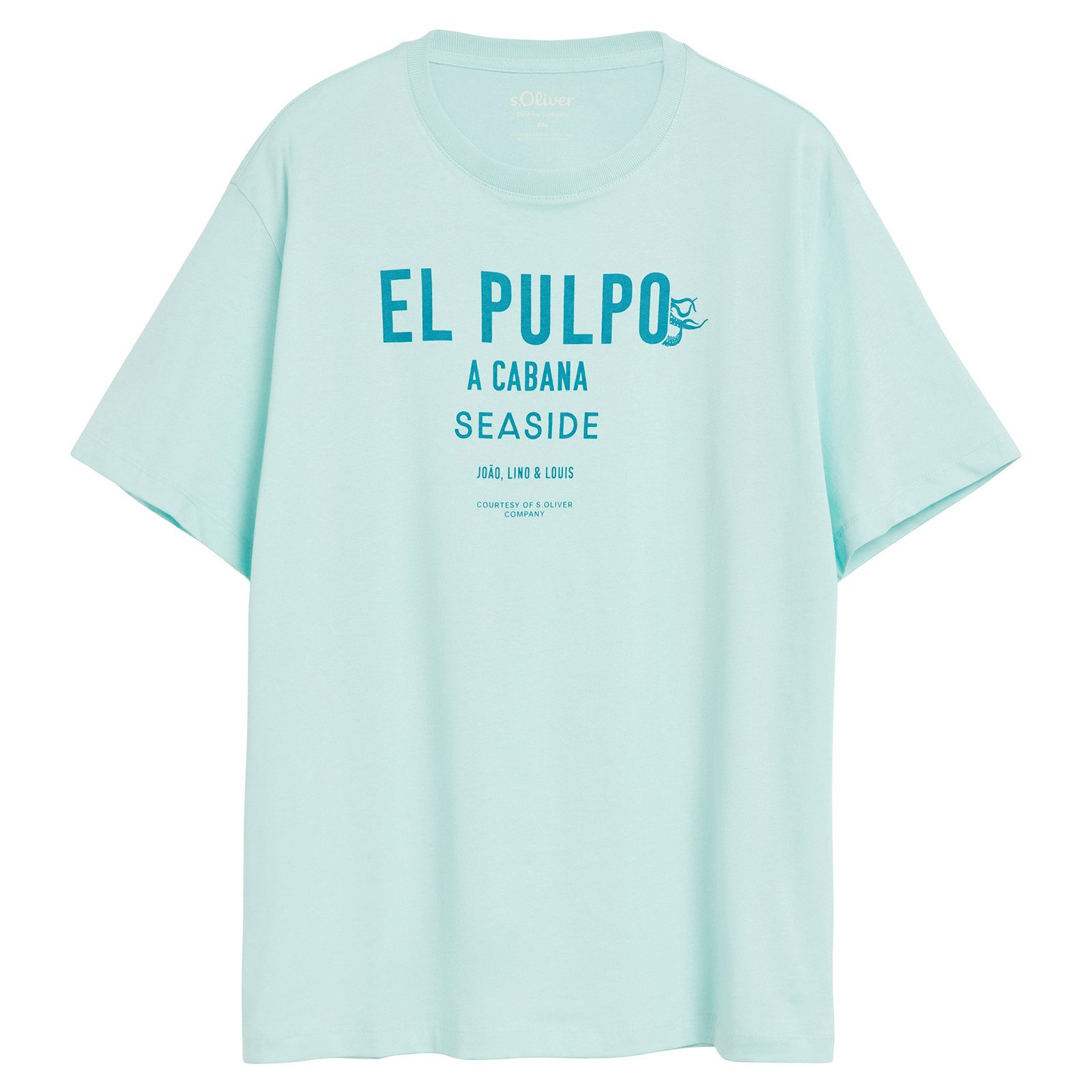 s.Oliver Rundhalsshirt s.Oliver Übergrößen T-Shirt mint Frontprint El Pulpo