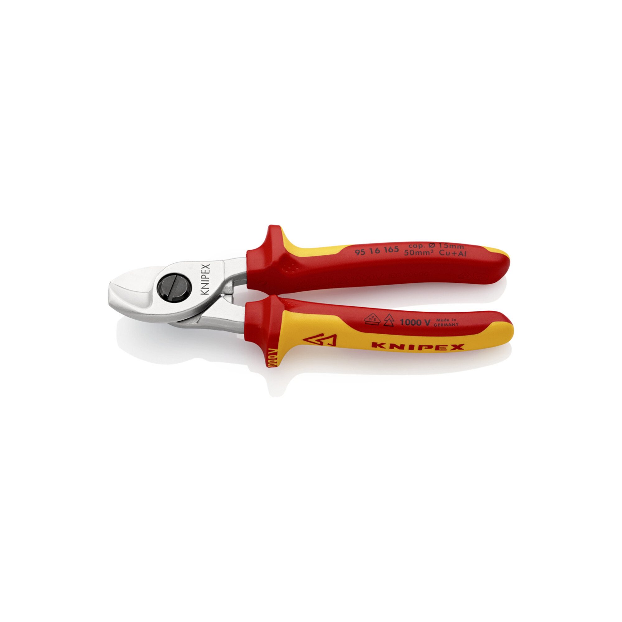 Knipex Kabelschere KNIPEX 95 16 165 Kabelschere isoliert mit Mehrkomponenten-Hüllen, VDE-