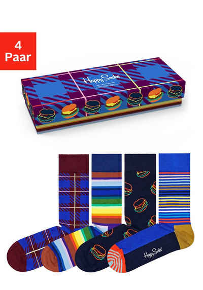 Happy Socks Socken (Packung, 4-Paar) klassisch gemustert in edler Verpackung