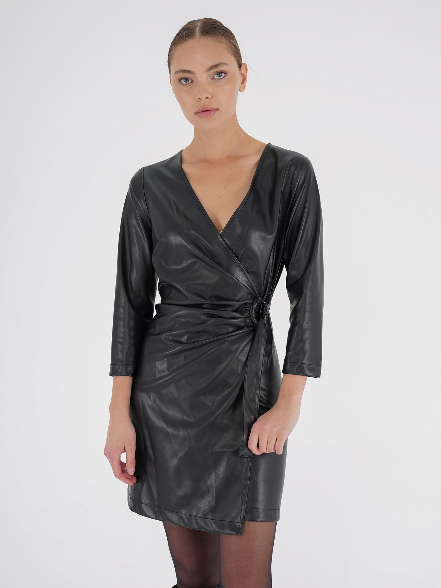 Freshlions Blusenkleid Freshlions schwarz Leather Dress