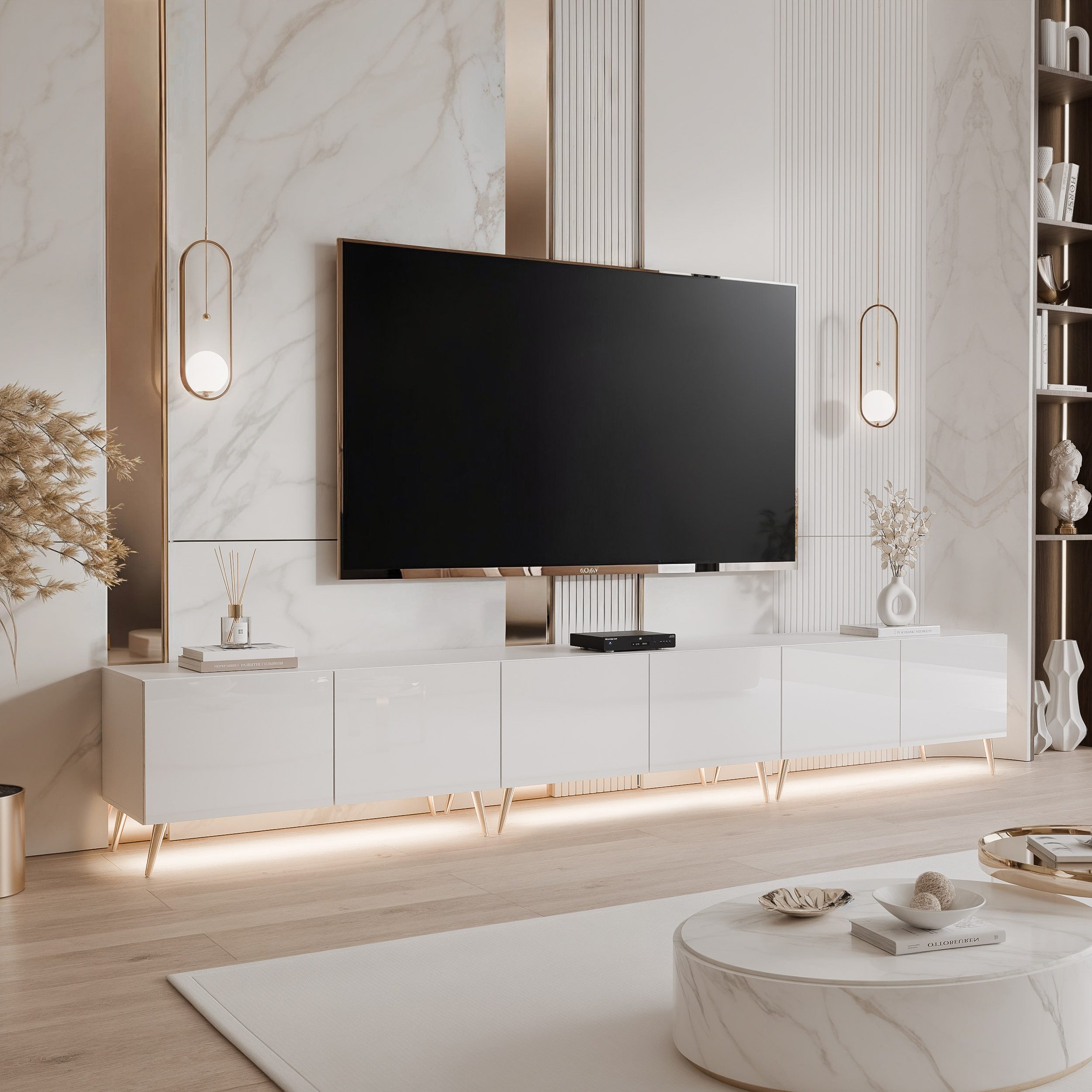 yourhouse24 Lowboard TV ANGEL 300 auf Füßen mit LED-Beleuchtung – Griffloses Design – Bild 3 von 5