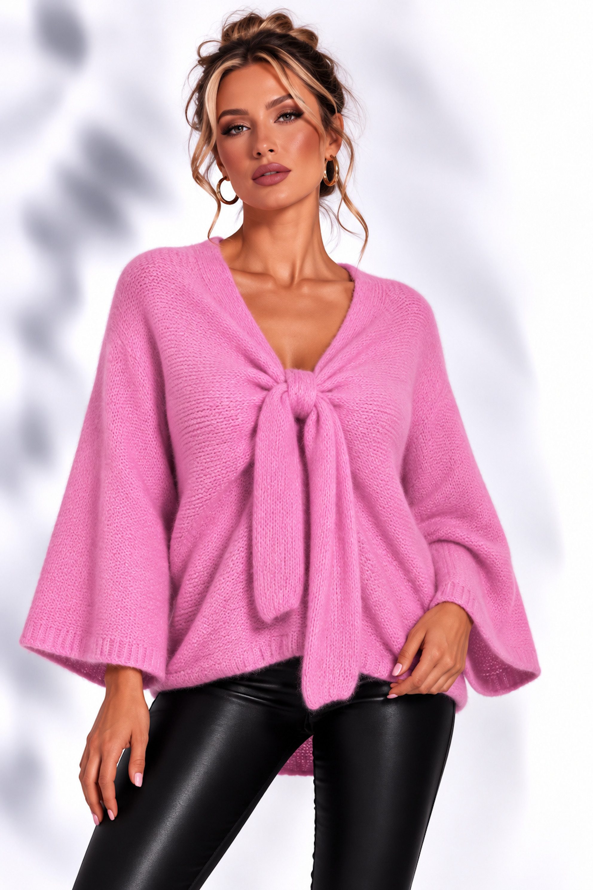 Worldclassca Cardigan WORLDCLASSCA Damen Oversize Cardigan Strickjacke mit Schleife Fashion Neue Kollektion - Stilvolle und gemütliche Strickmode für Damen