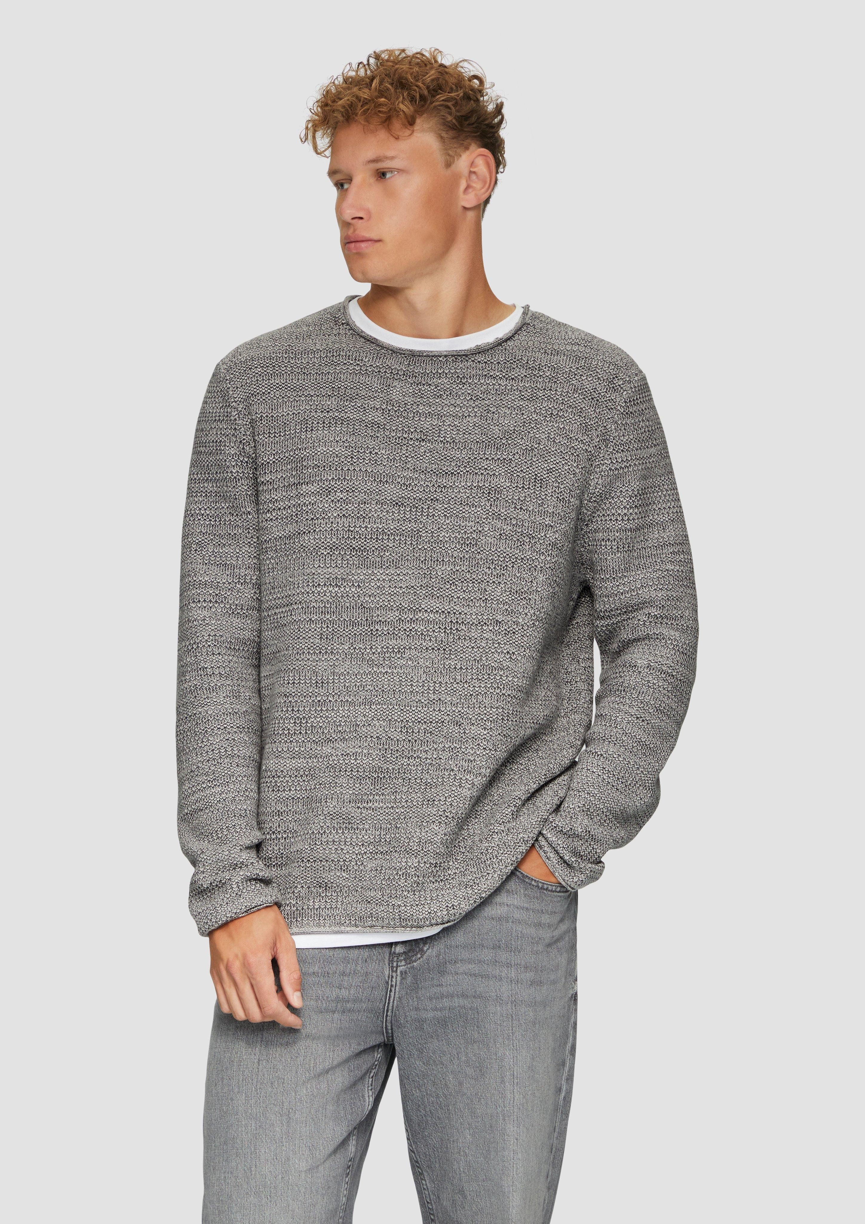QS Strickpullover Melierter Strickpullover mit Layering-Detail günstig online kaufen