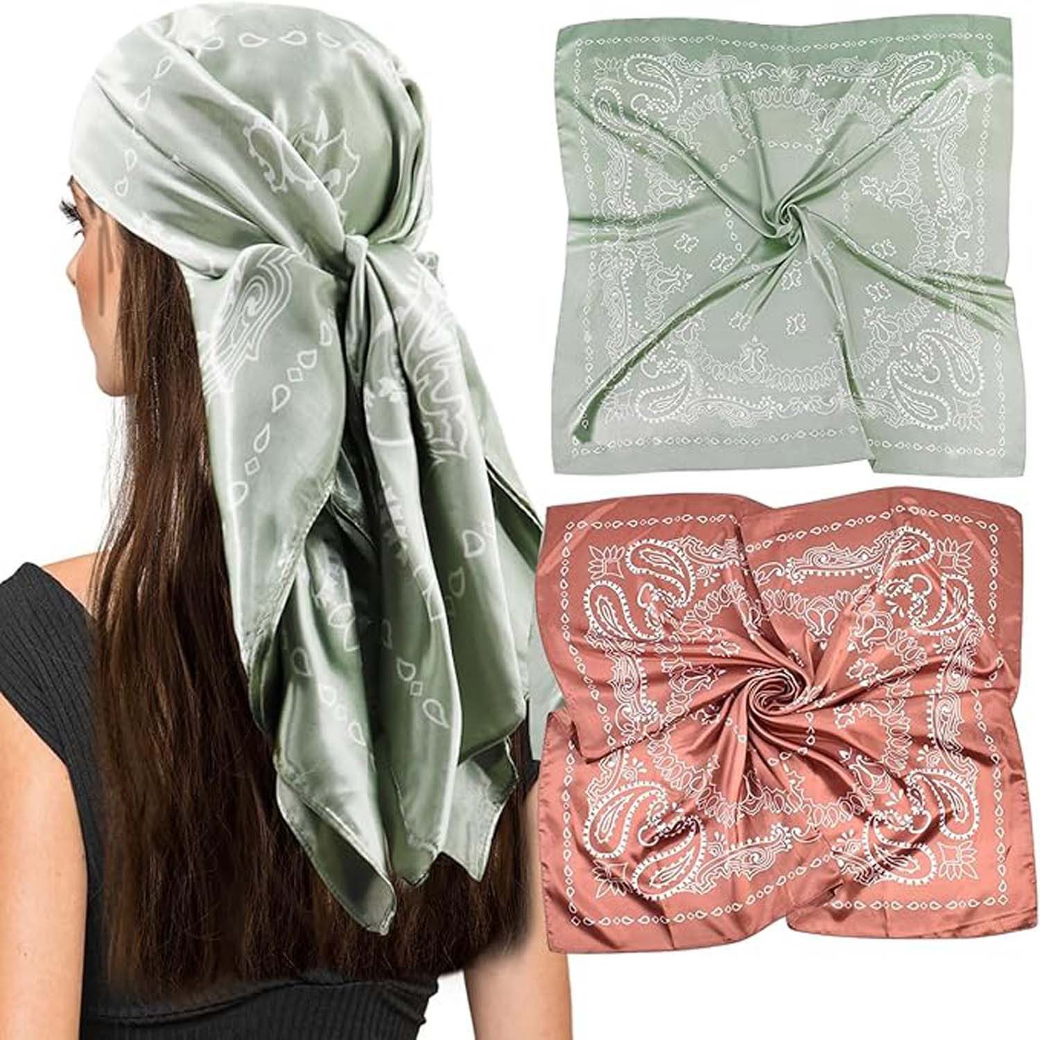 Zaewry Halstuch 90x90cm Kopftuch Bandanas Haartuch für Damen