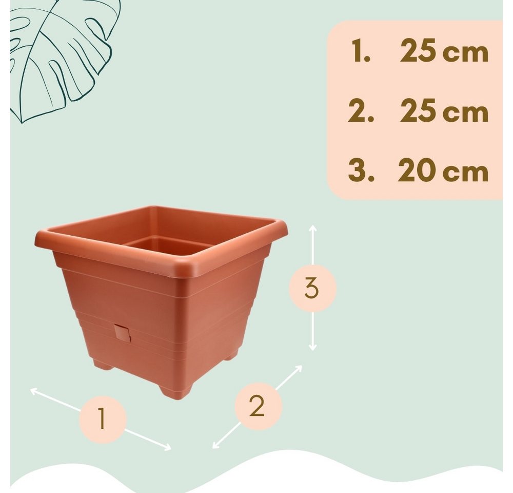 Thumbnail - GarPet Pflanzkübel 2x Pflanzkübel Rechteckig Blumen Kübel Pflanz Topf 25 cm Terrakotta