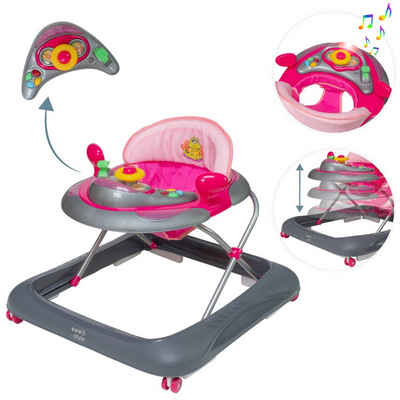 ib style Lauflernhilfe »Little Cabrio Babywalker Pink«, Lauflernwagen mit Licht & Melodie