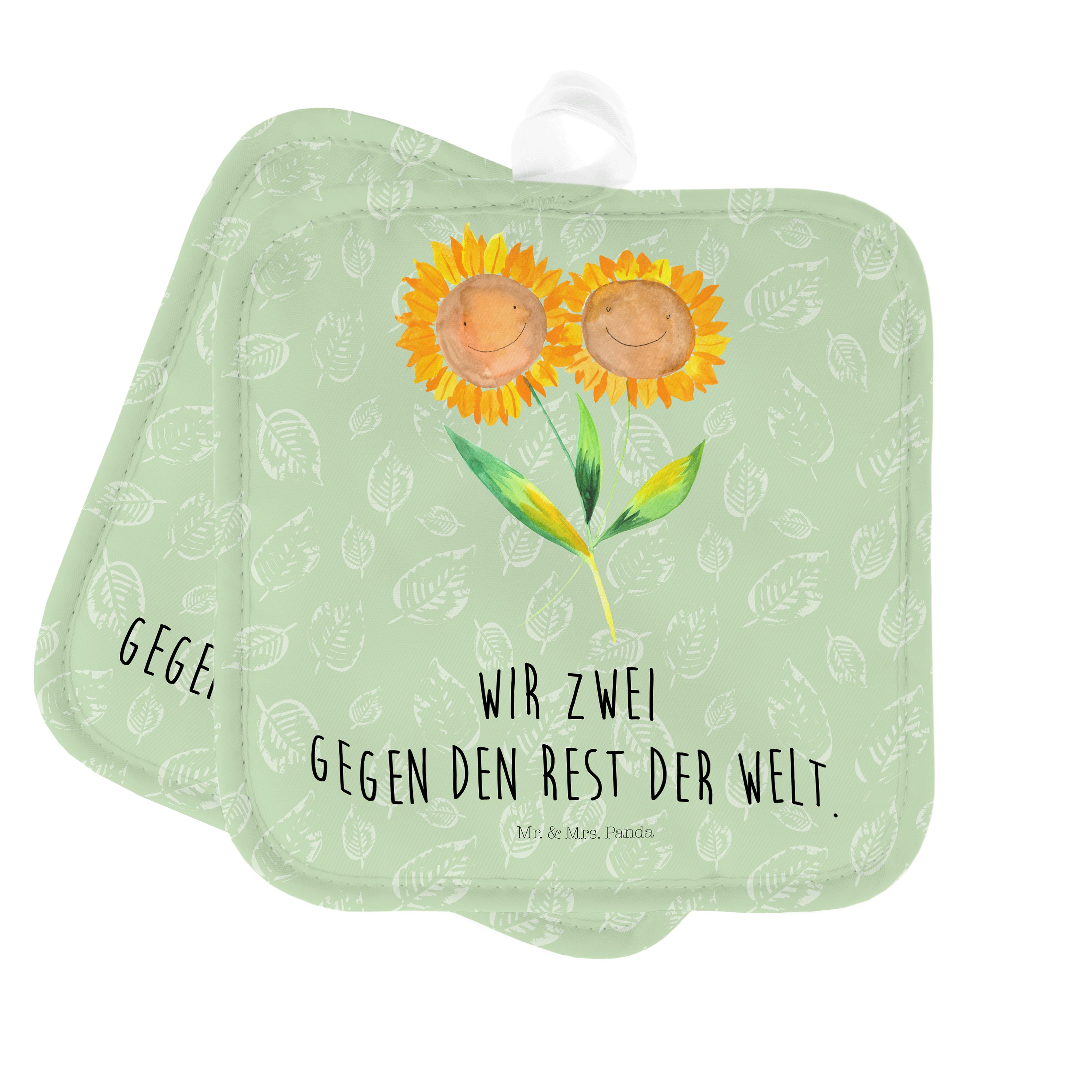 - Geschenk, - Sonnenblume (1-tlg) Mrs. Panda Frühli, Blattgrün Topflappen Ofenhandschuh, Mr. & Topflappen,