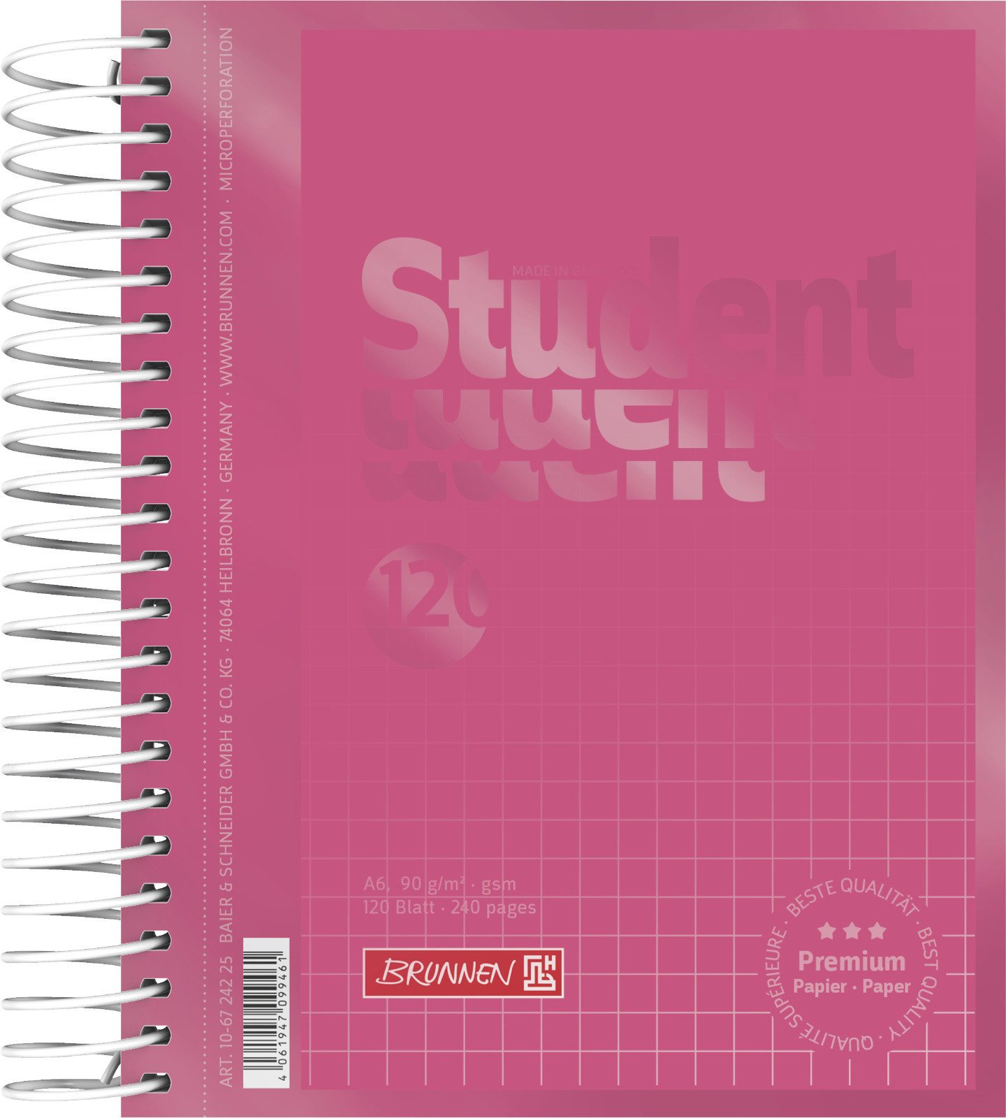 BRUNNEN Collegeblock Vivendi A6 90 g/m² 80 Blatt 5mm kariert 10-6724225