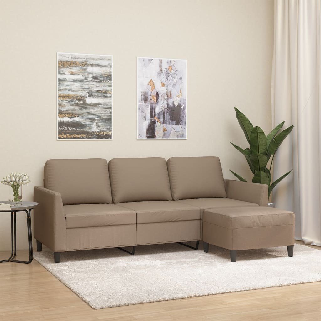cm Hocker Cappuccino-Braun vidaXL mit 180 3-Sitzer-Sofa Sofa Kunstleder