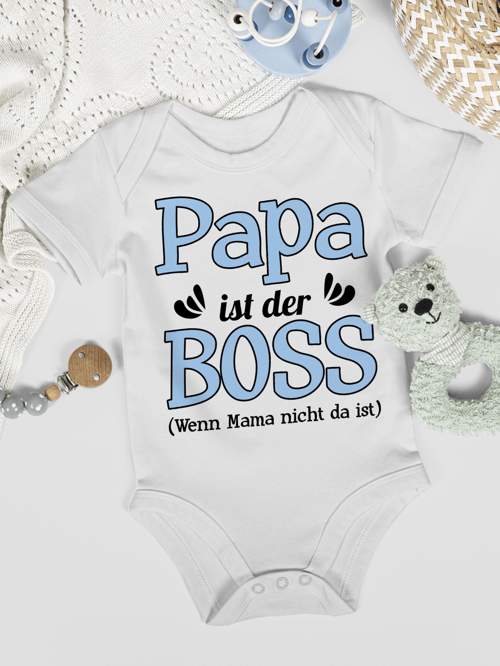 Shirtracer Shirtbody Papa ist der Boss wenn Mama nicht da ist - blau Sprüche Baby