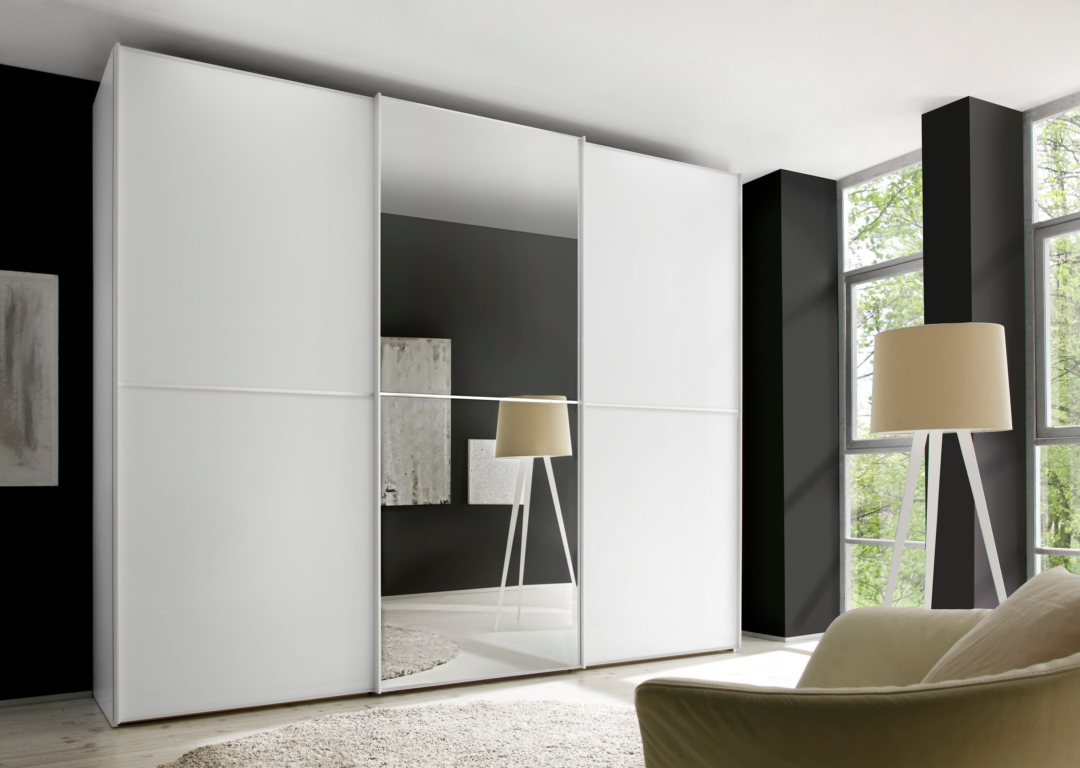 STAUD Schwebetürenschrank Sinfonie Plus, edles Design in hochwertiger Qualität, Made in Germany Mit Spiegeltüre und vier verschiedenen Ausstattungsvarianten