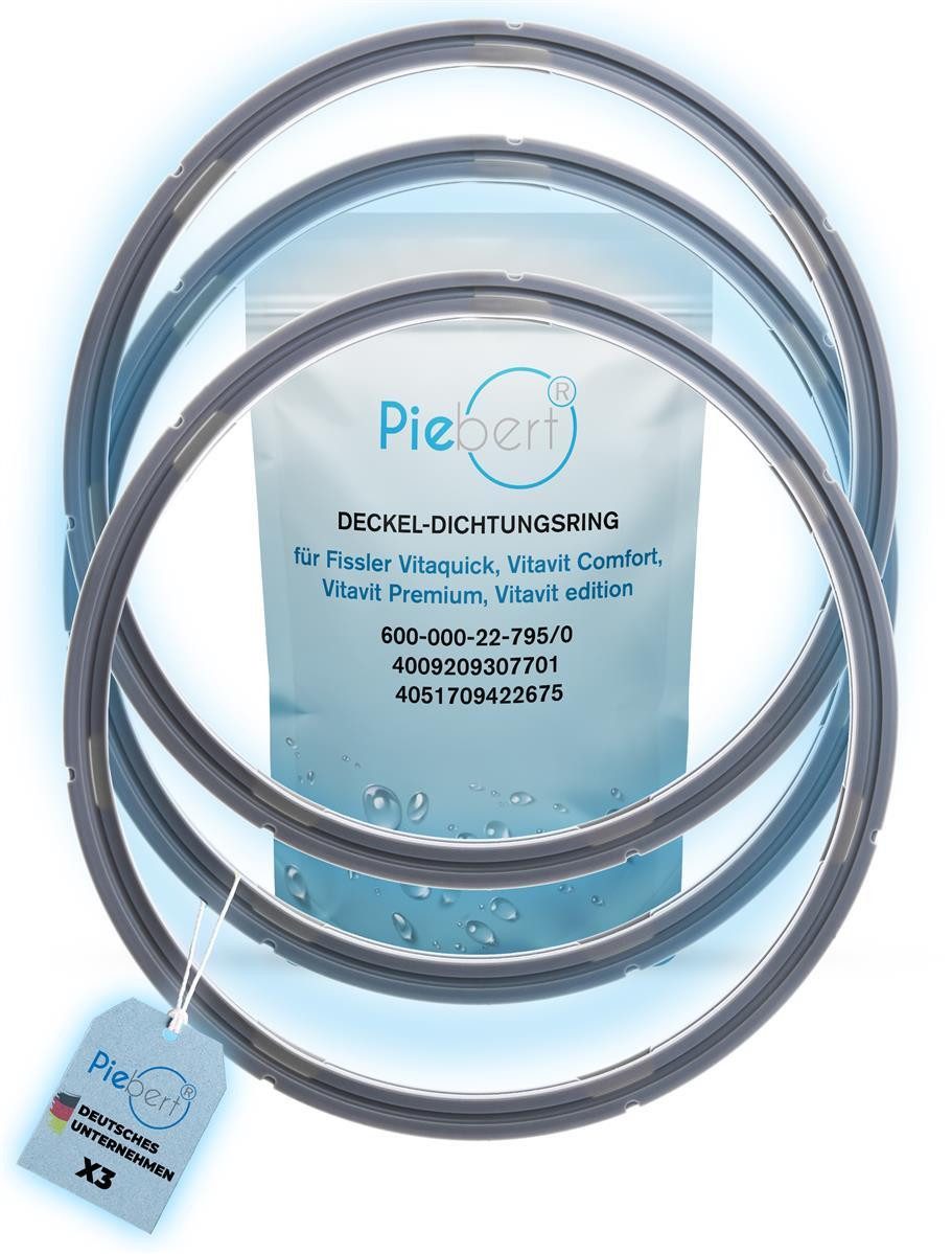 Piebert Schnellkochtopf-Dichtungsring 3x Piebert Fix Dichtung 39156 22cm für Fissler Vitaquick, Vitavit