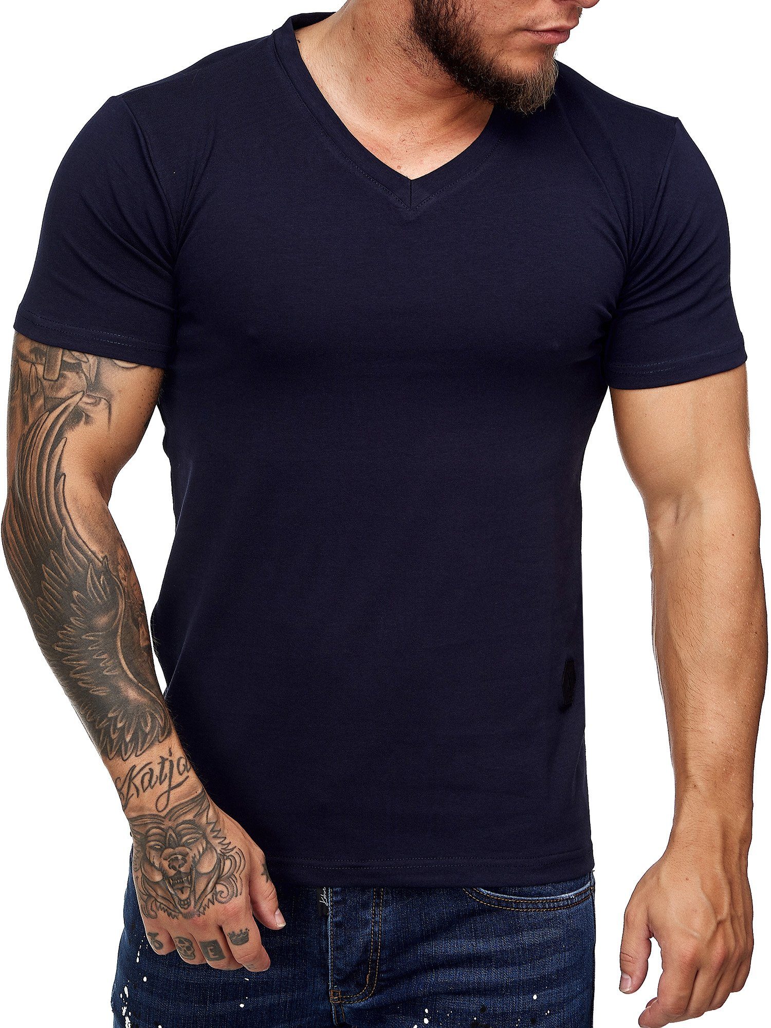 OneRedox T-Shirt 9031ST (Shirt Fitness 1-tlg) Casual Kurzarmshirt Polo Tee, Freizeit Navy