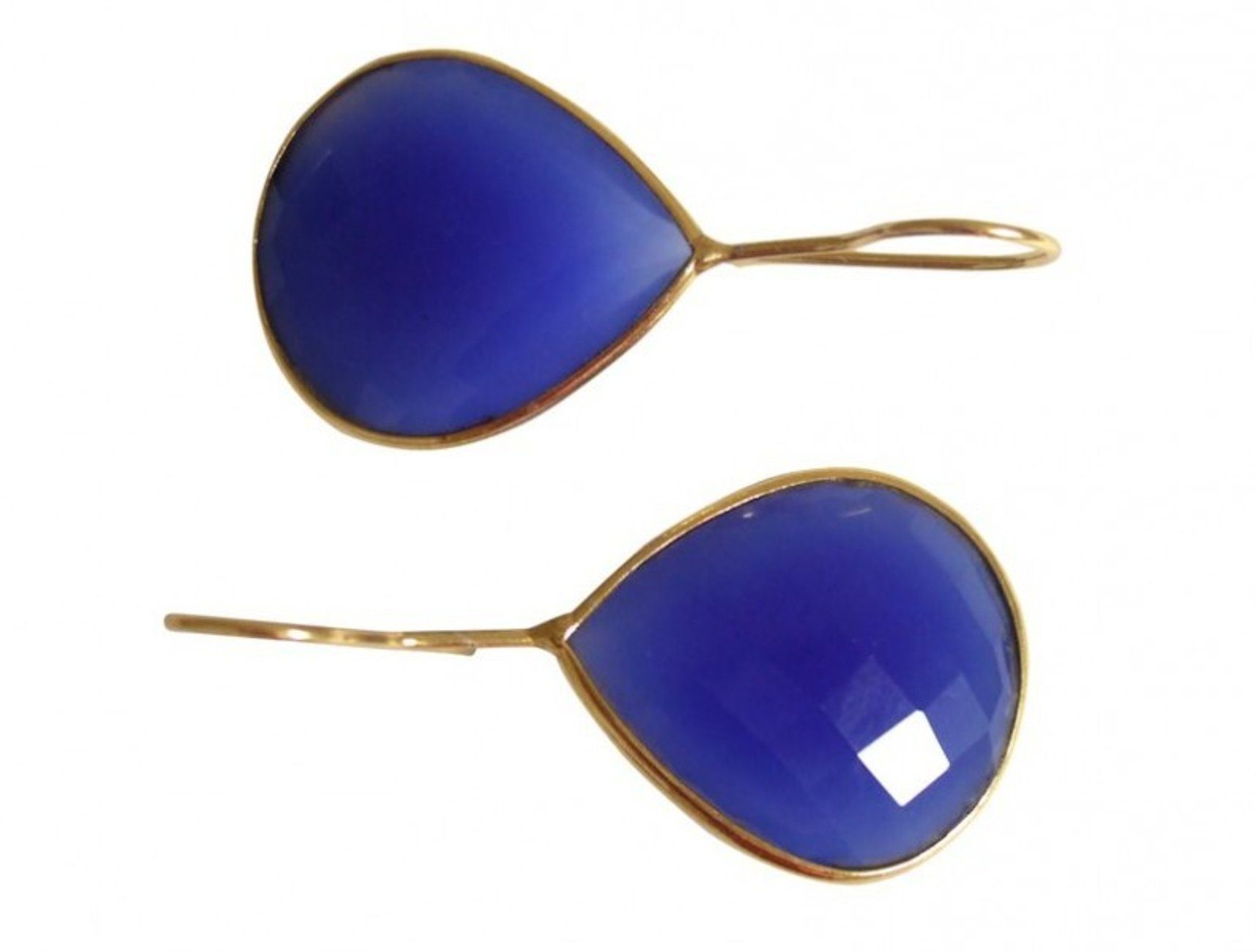 Damen Schmuck Gemshine Paar Ohrhänger Blaue Onyx Tropfen, Made in Spain