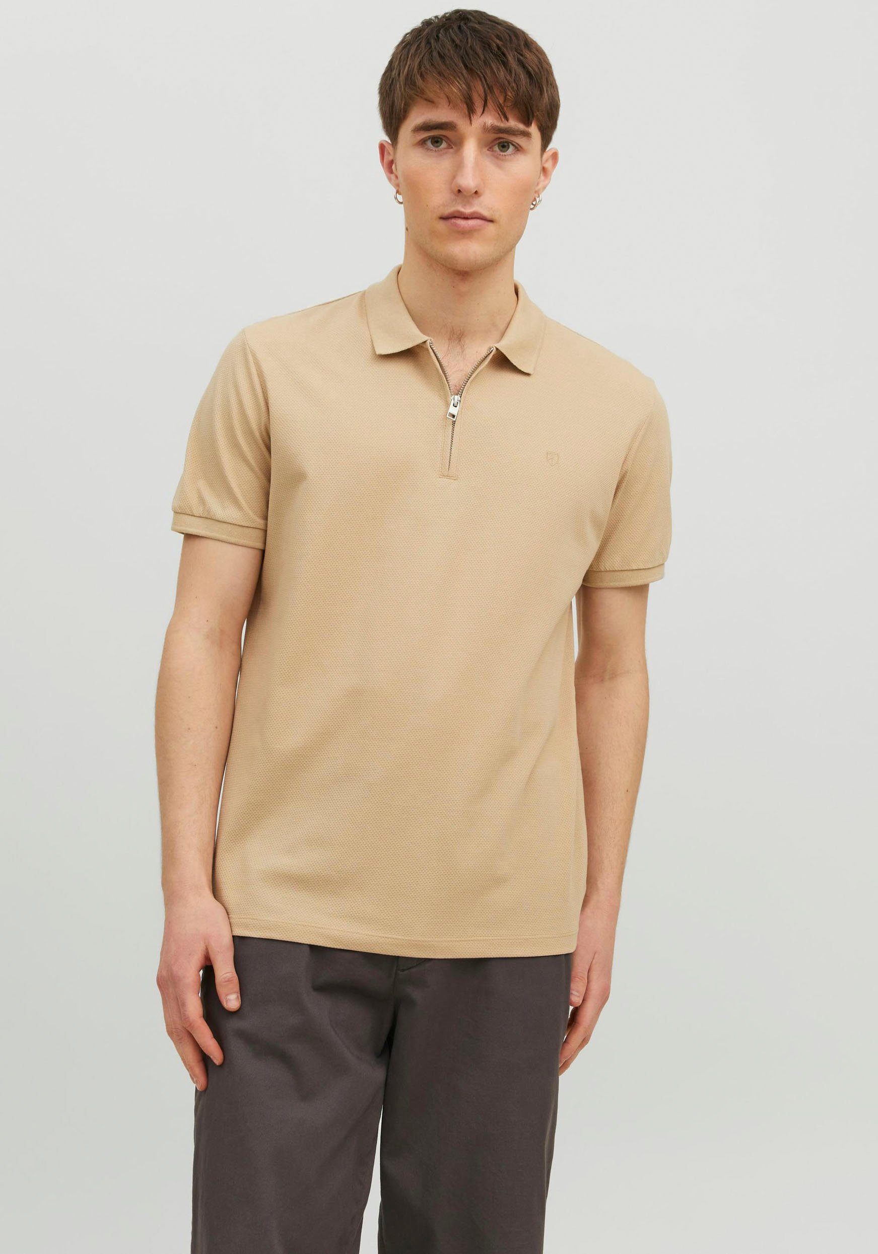 Jack & Jones Poloshirt JPRBLASCOTT ZIP SS POLO SN White Pepper