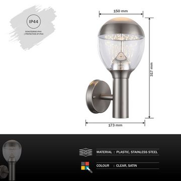 Globo Außen-Wandleuchte LED Edelstahl Außen-Lampe Wandleuchte IP44 Außen-Leuchte 34250