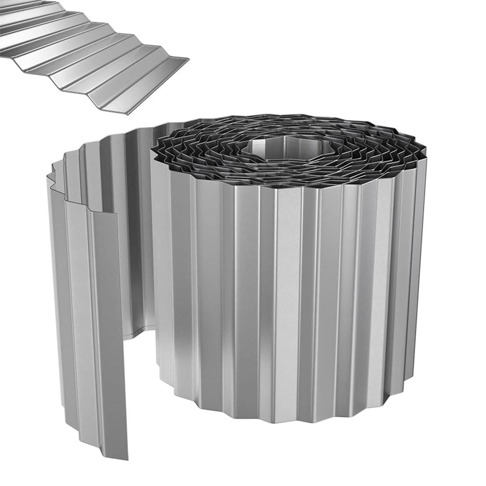 FIVMEN Rasenkante Beetbegrenzung aus Metall Beetumrandung Verzinkt 5m/10m Lang, Farben: Silber/Schwarz/Rost, 15cm/18cm Hoch, Rasenbleche Mähkante Flexible Rasen Umrandung