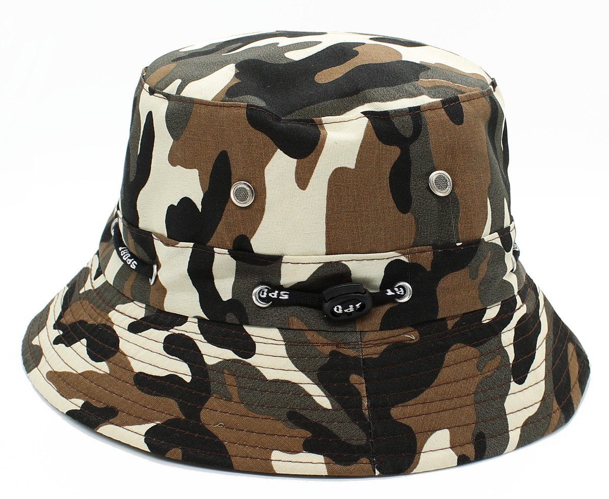 Stoffhut Bucket Anglerhut Fischerhut dy_mode BH005-Camouflage-5 Hat, Camouflage Mütze Bucket Fischerhut Herren Hat Tarnmuster