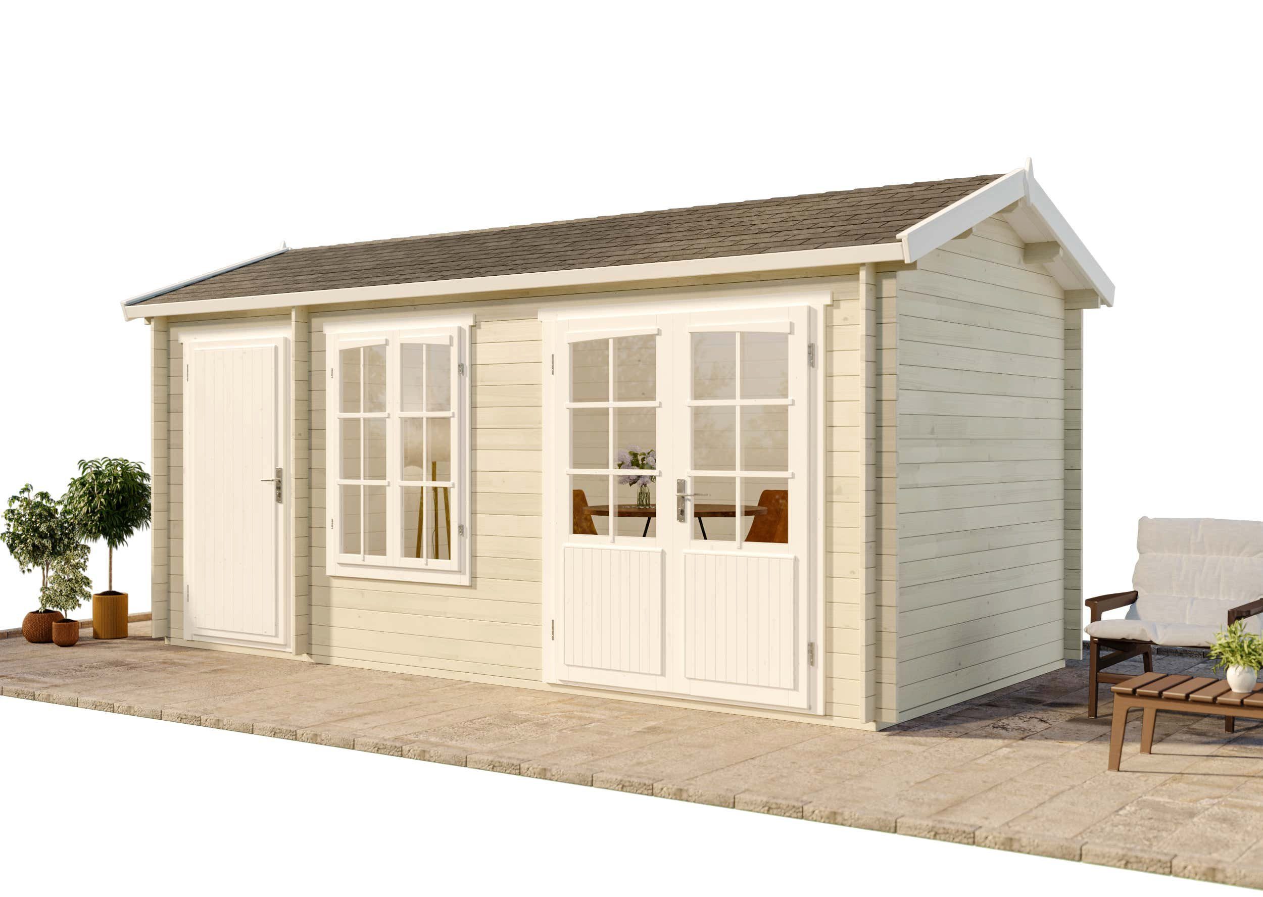 Alpholz Gartenhaus Holz 2-Raum Bolton-28 XL, BxT: 540x280 cm, in Naturbelassen mit 28mm Wandstärke