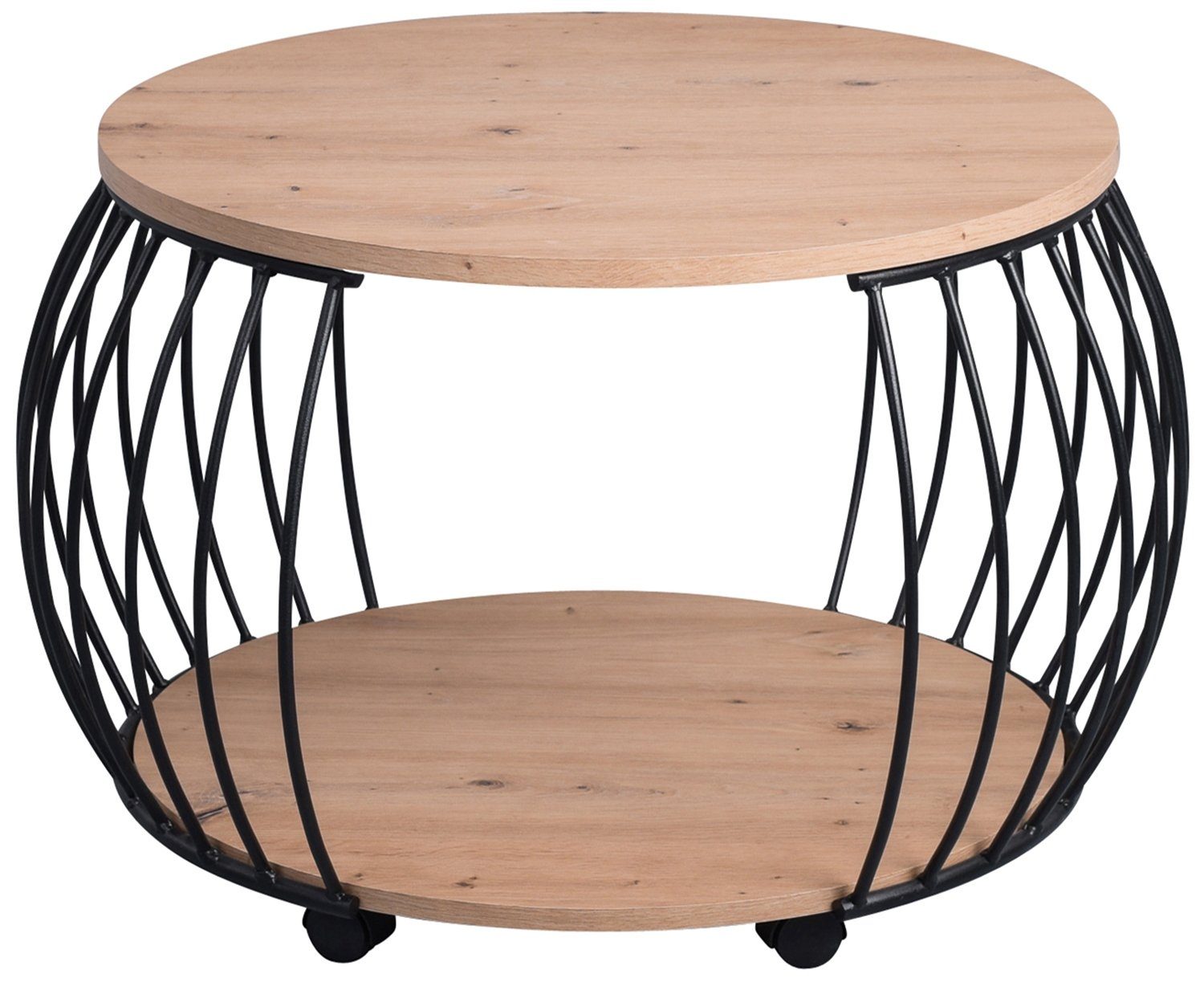 M2 Kollektion Couchtisch PEKING, Ø 60 cm, mit Rollen, mit Ablage günstig online kaufen