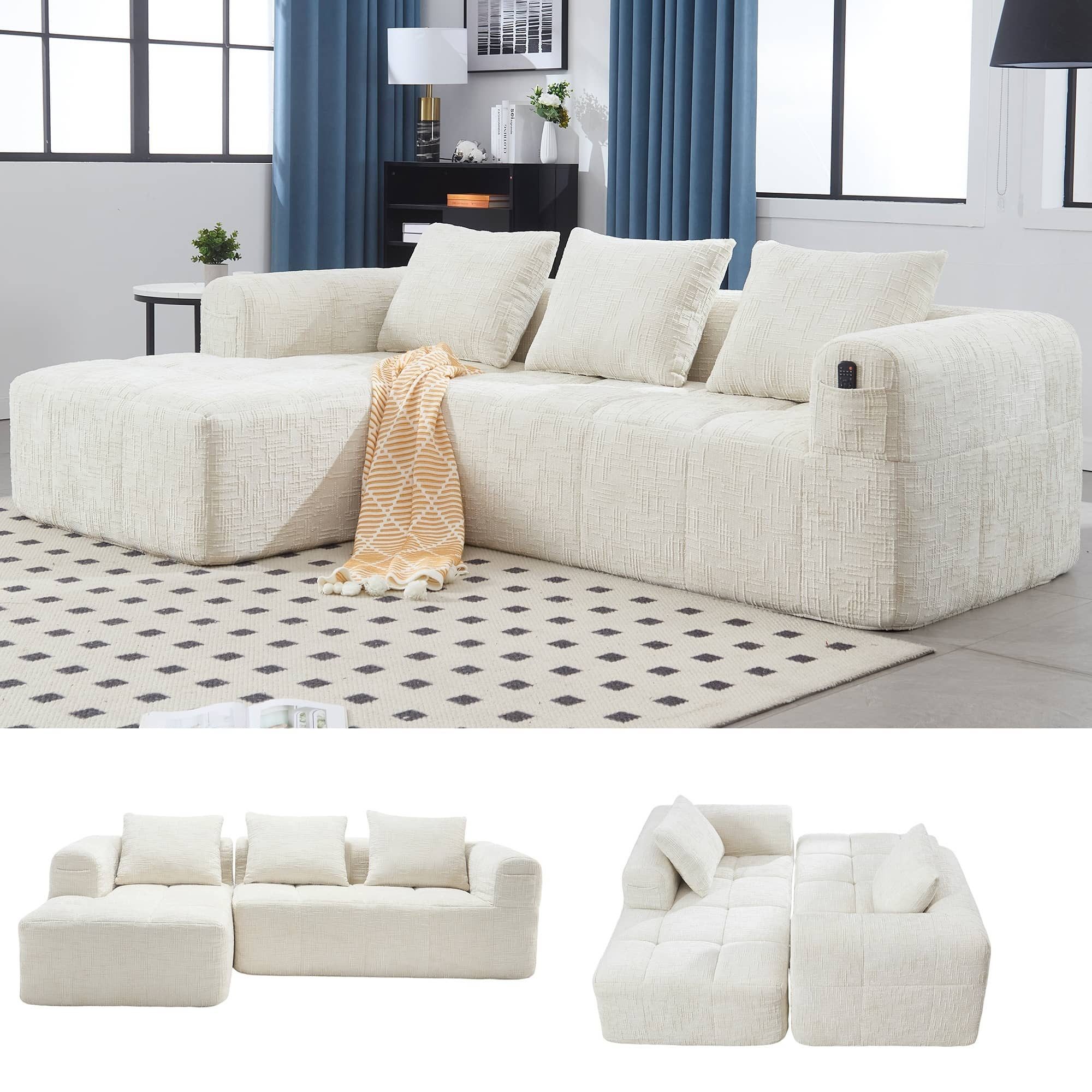 LVHOM Ecksofa Modulares Chaiselongue-Sofa-Set(Polsterliege+Doppelsofa), sep günstig online kaufen