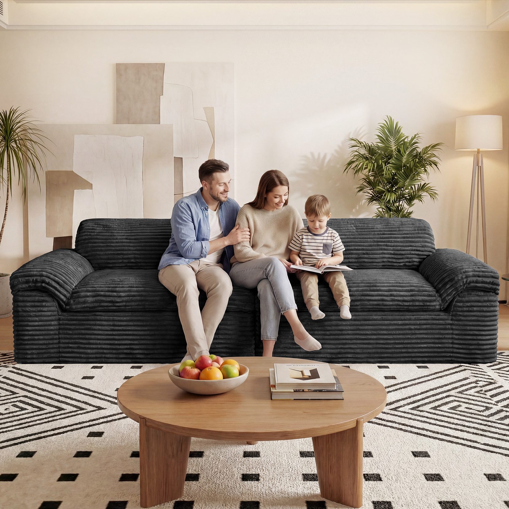 Vesgantti Big-Sofa Vesgantti 260 cm Boneless Sofa, 3-Sitzer Cord Couch aus Vollschaum