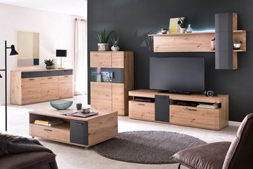 MCA furniture Lowboard TV-Board Cortona 2, Balkeneiche / anthrazit
