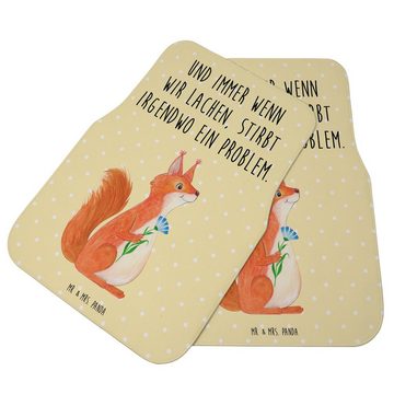 Fußmatte Eichhörnchen Blume - Gelb Pastell - Geschenk, Tiermotive, Autofußmatt, Mr. & Mrs. Panda, Höhe: 0.5 mm