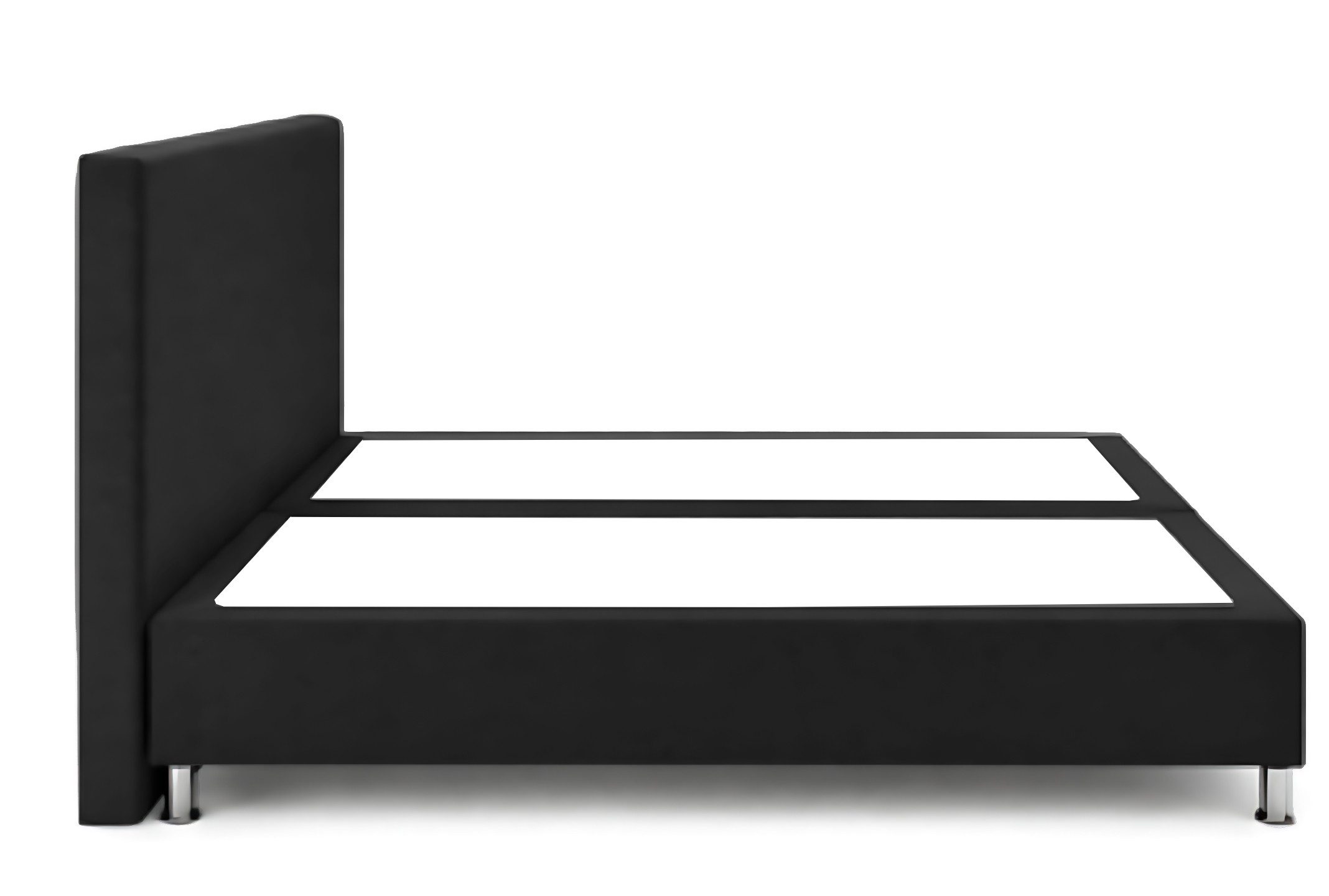 inter Boxspringbett Berlin 180x200 cm Webstoff mit und ohne Taschenfederkern und Topper (180x200 cm, Schwarz Ohne Matratzen und ohne Topper), modernes Design, belastbare Konstruktion, pflegeleichter Bezug
