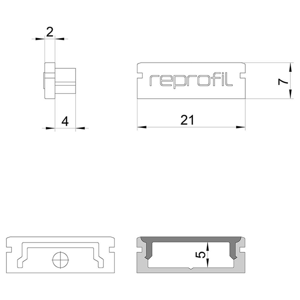 Streifen 21mm, 2er-Set, 1-flammig, LED Abdeckung:, Deko-Light für weiß, click-licht LED-Stripe-Profil P-AU-01-15, Endkappe Profilelemente