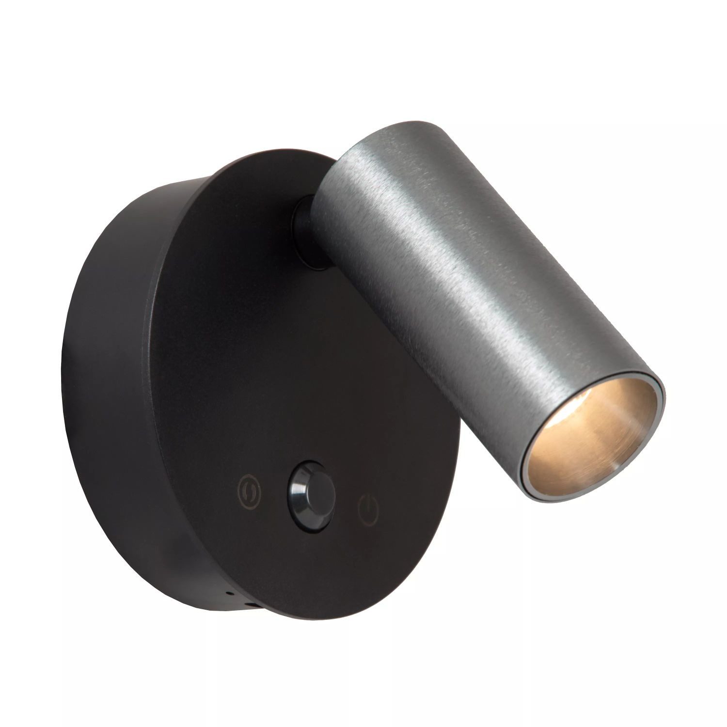 Licht-Erlebnisse Wandstrahler GEMIN, LED fest integriert, LED Aluminium mit Dimmer Bewegungsmelder verstellbar Schwarz Grau