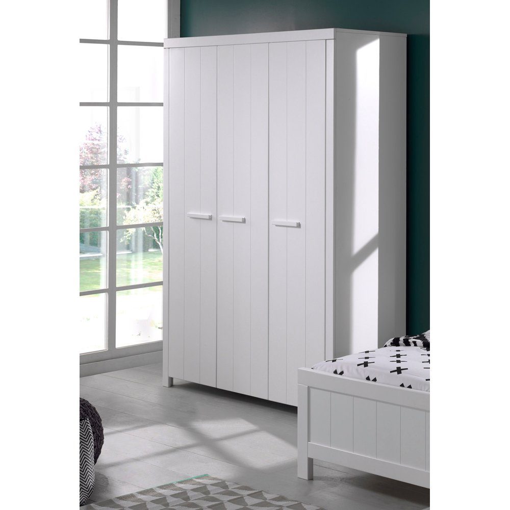 Lomadox B/H/T: Jugendzimmer, in cm weiß CANNES-12 mit Kleiderschrank 3 Türen lackiert, 144/205,5/57,5