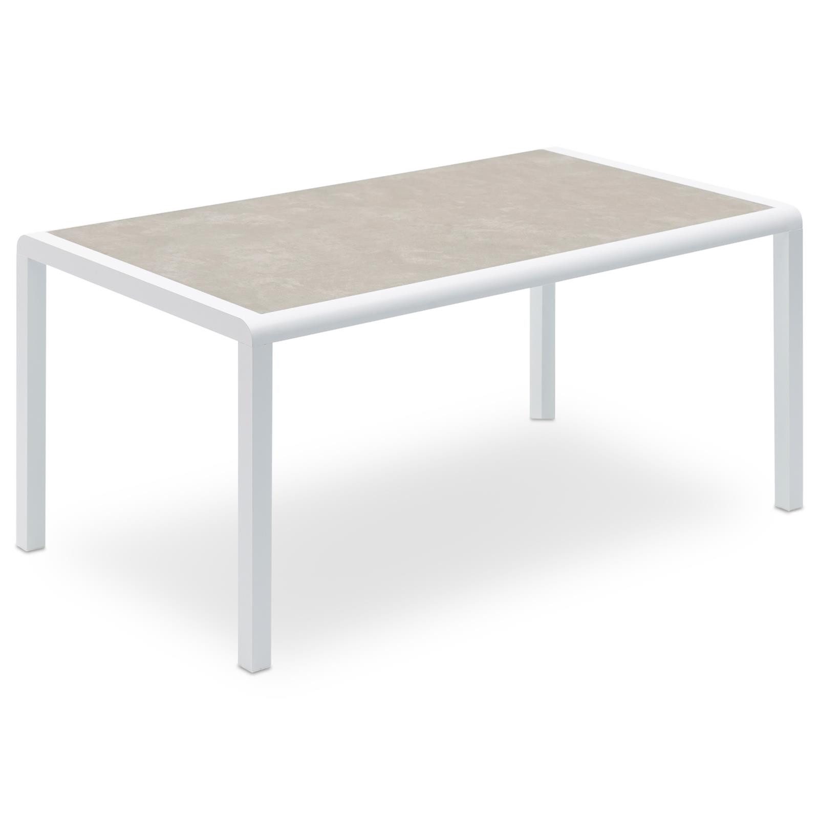 IDIMEX Gartentisch TRAPANI, Gartentisch 160x90 cm mit Aluminiumgestell und Stein-Glasplatte Weiß