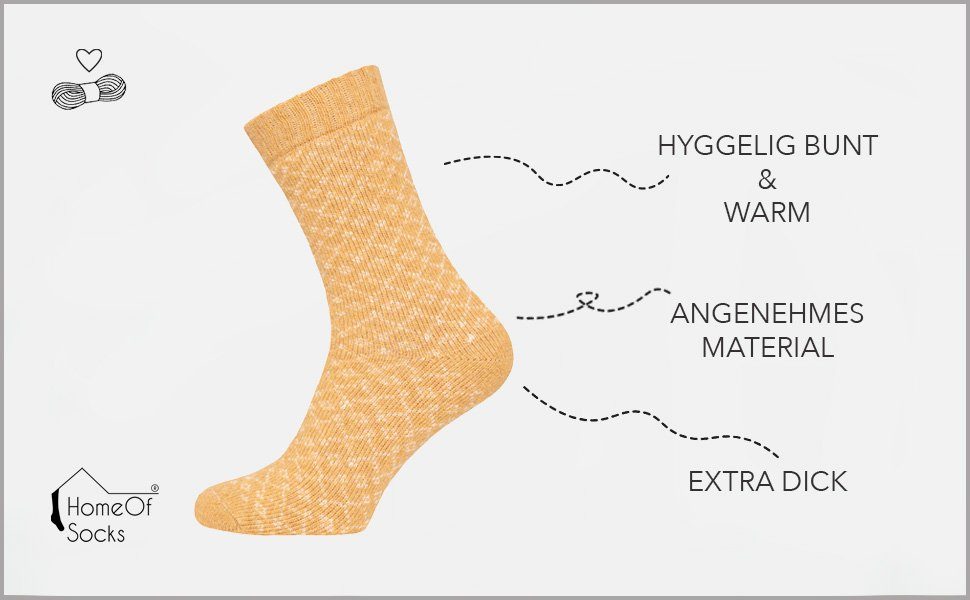 Dicke Socken Hohem & Für HomeOfSocks Wolle 45% Wollanteil Hyggelig mit Socken Dick In Rot Design Bunten Damen Herren Mit Hygge Socken Warm