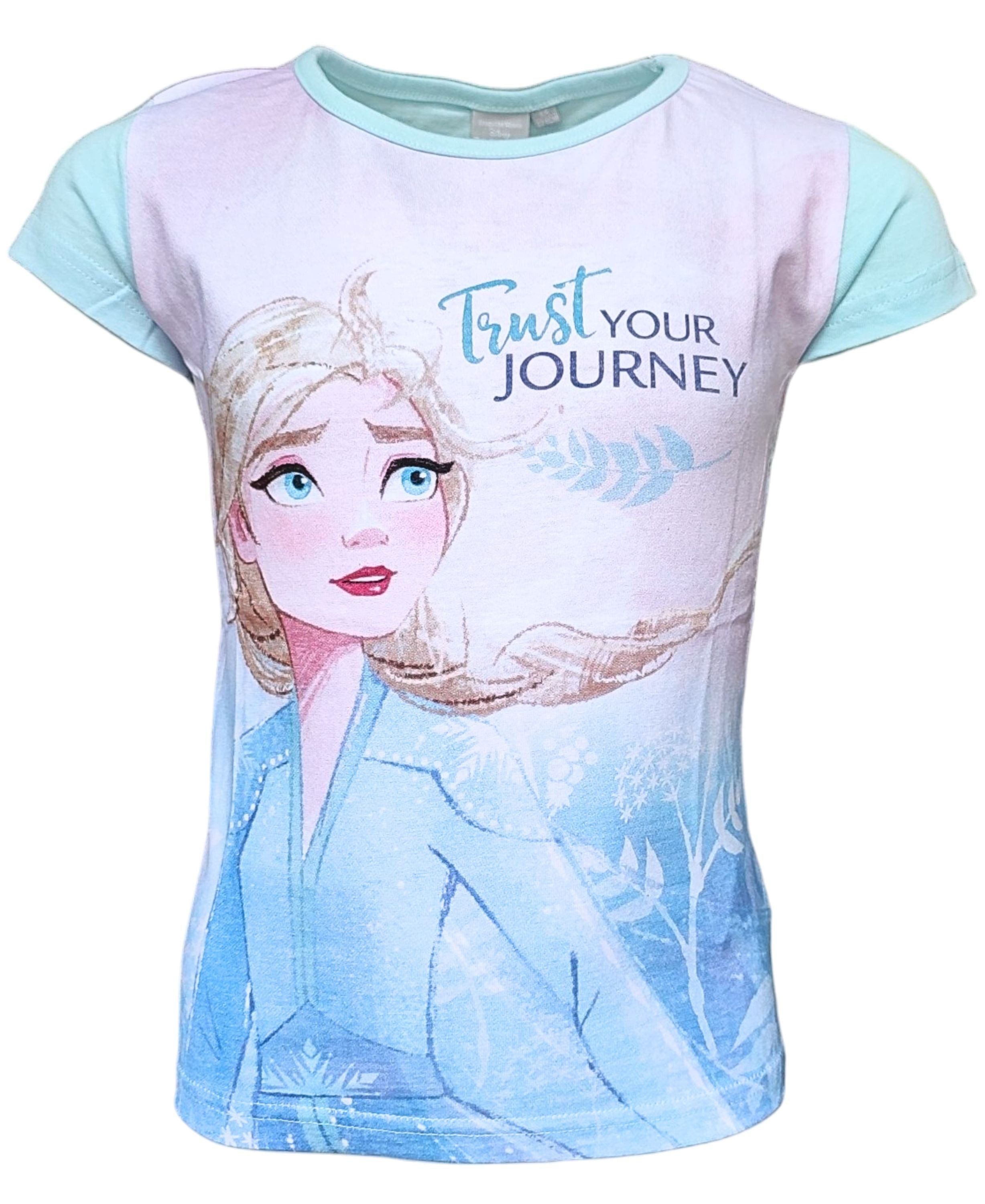 Disney Frozen T-Shirt Elsa - Trust Your Journey Mädchen Kurzarmshirt aus Baumwolle Gr. 98 - 128 cm