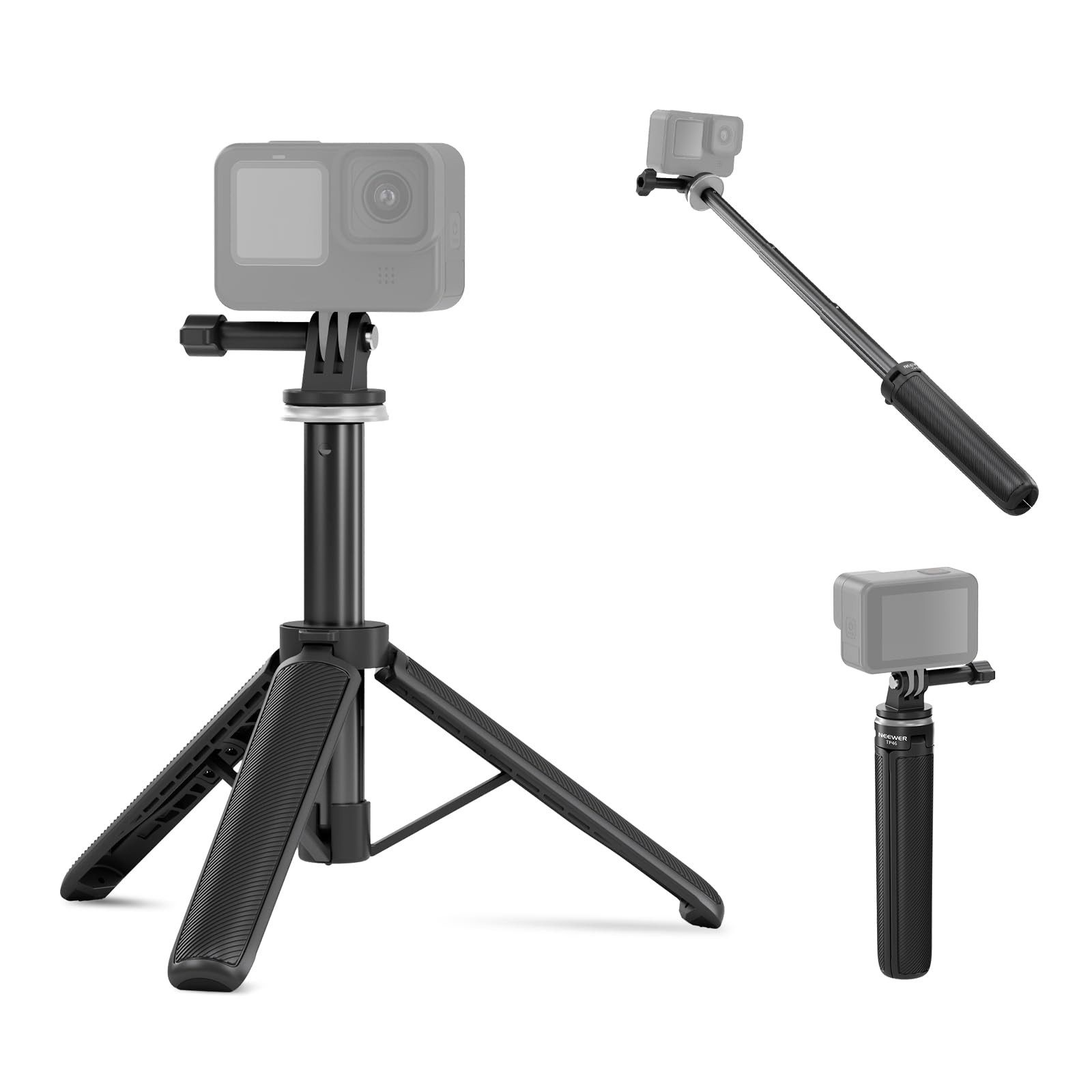 Neewer TP46 Selfie Stick Stativ, Höhenverstellbar 16-41.5 cm, 1/4" Schraube Ministativ (Mini Vlogging Tischstativ für GoPro Action Kameras DSLR Insta360 DJI)