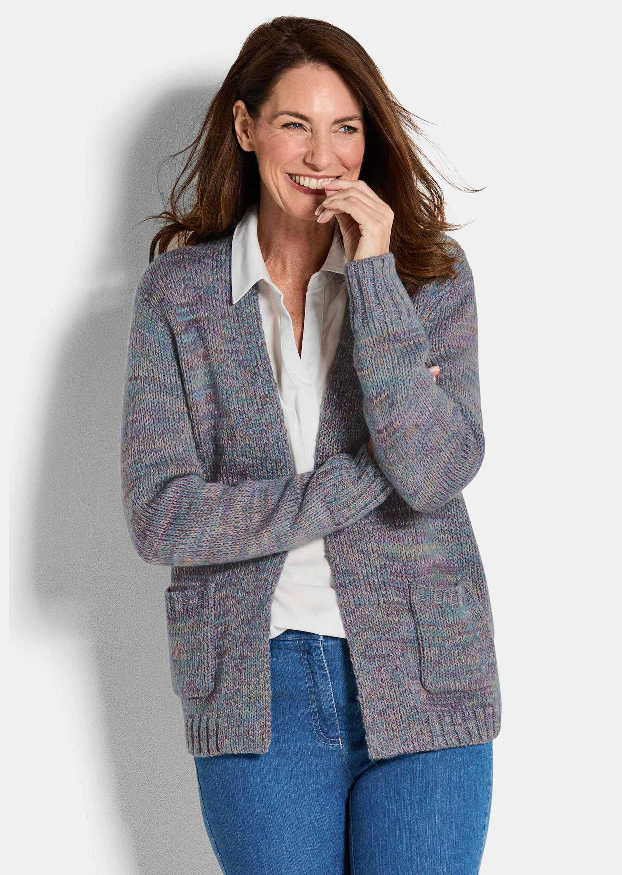 GOLDNER Strickjacke Langarm Melange-Cardigan, flauschig Weiche Jacke mit Ta günstig online kaufen