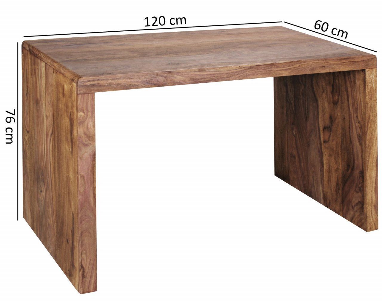 Sheesham Schreibtisch breit Computertisch Massiv-Holz BOHA furnicato cm 120