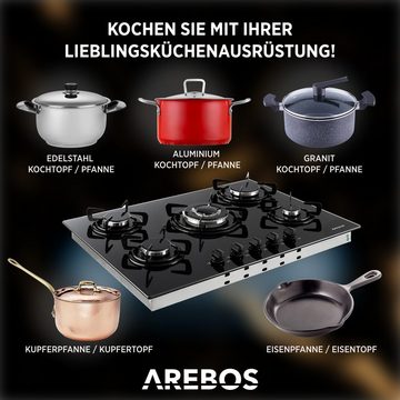 Arebos Gas-Kochfeld Gasherd AR-HE-GH70CM, Geeignet für Erdgas oder Propangas, Gasherd, Gaskocher