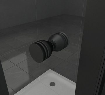 Home Systeme Eckdusche STUTTGART (schwarz) Duschkabine Dusche Duschwand Duschtür Glas ESG, BxT: 90x90 cm