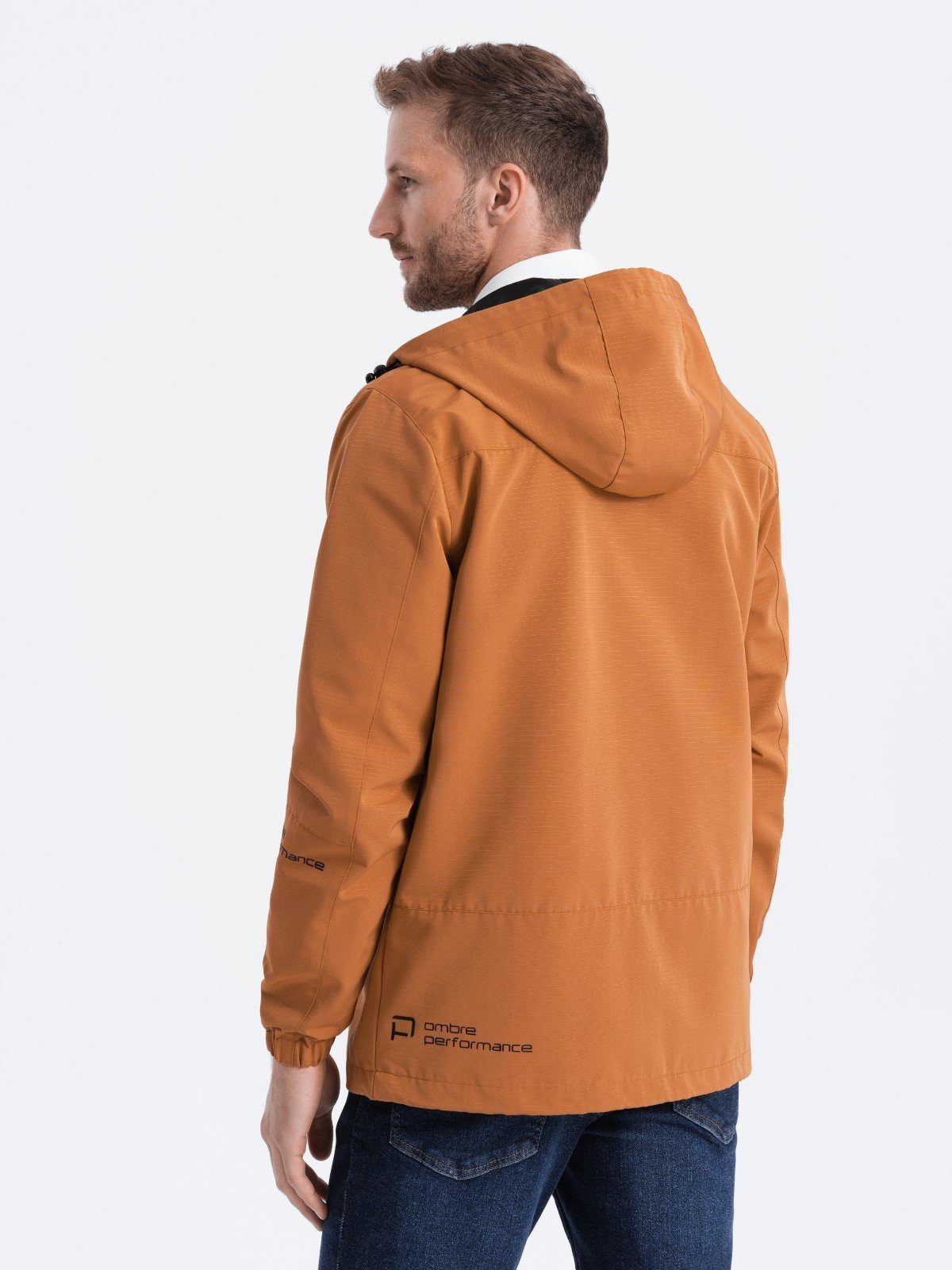 OMBRE Allwetterjacke Herren-Übergangsjacke mit - OM-JANP-22FW-005 XXL Kapuze Kamel camel V5