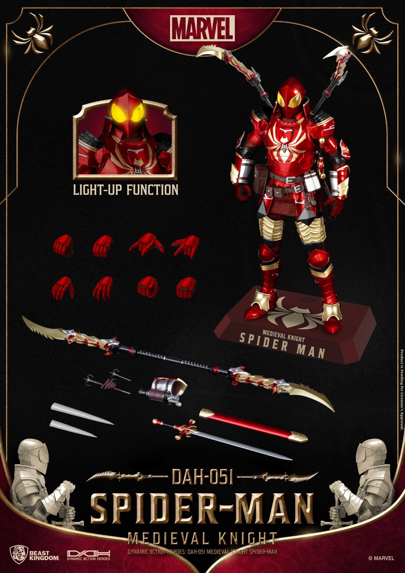 Beast Kingdom Toys Actionfigur MEDIEVAL KNIGHT SPIDER-MAN DAH-051 DYNAMIC 8-CTION ACTIONFIGUR