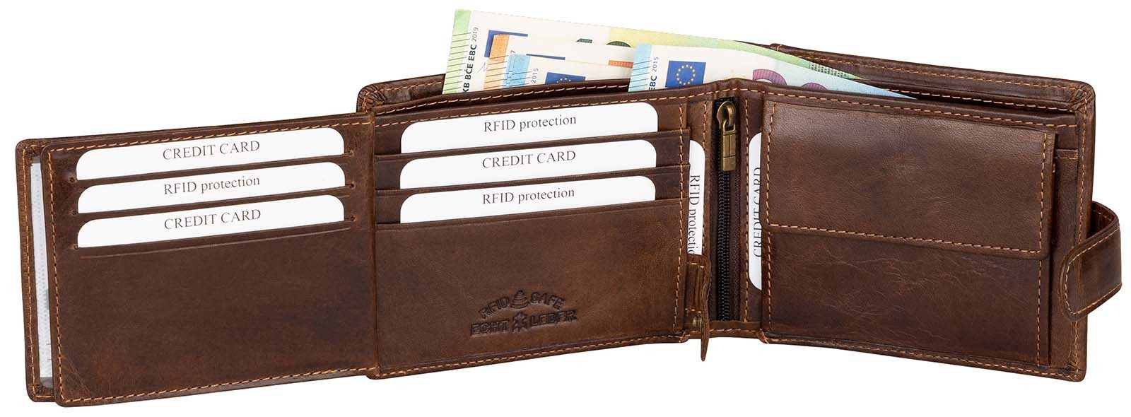 Wild Things Only !!! Geldbörse RFID echt Leder Portemonnaie Geldbörse Riegelbörse Herren Querformat, RFID Schutz – Bild 5 von 5