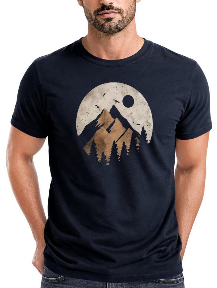Neverless Print-Shirt Herren T-Shirt Berge Wandern Outdoor Grafikshirt Naturmotiv mit Print