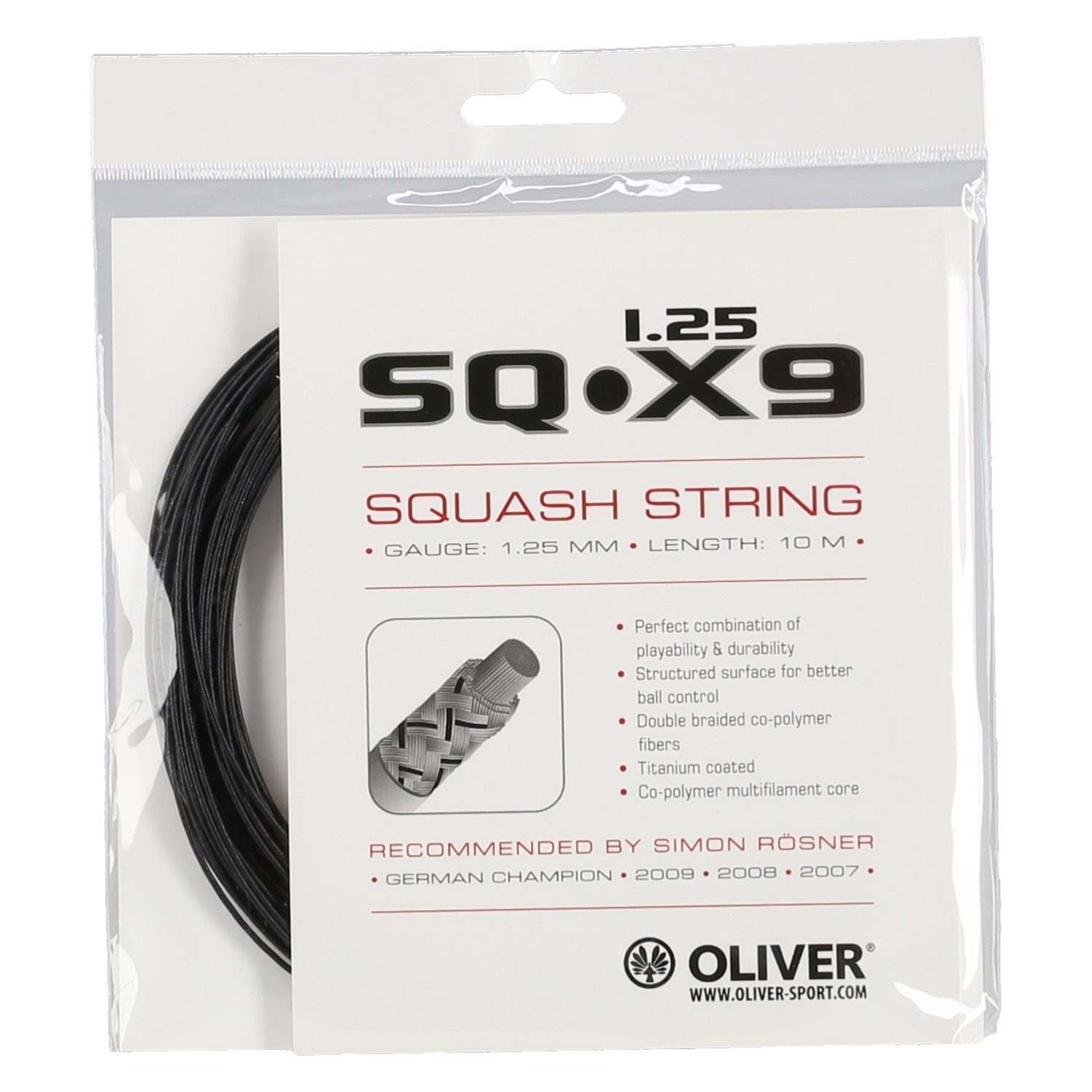 Oliver Squashsaite SQ X9 schwarz 10m Set, Saitendicke: 1.25